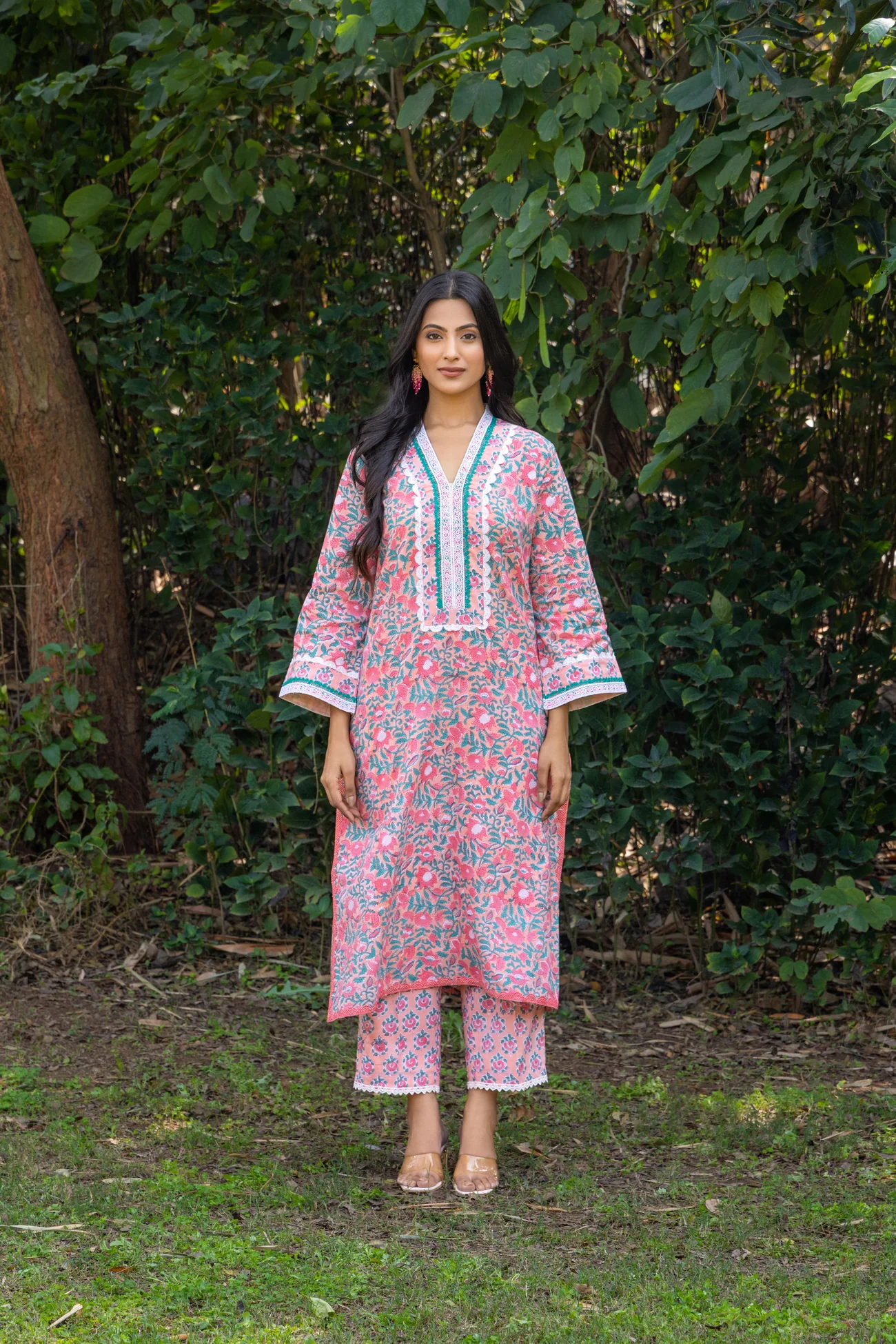 Floral Charm Hand Block Printed Cotton Kurta Set